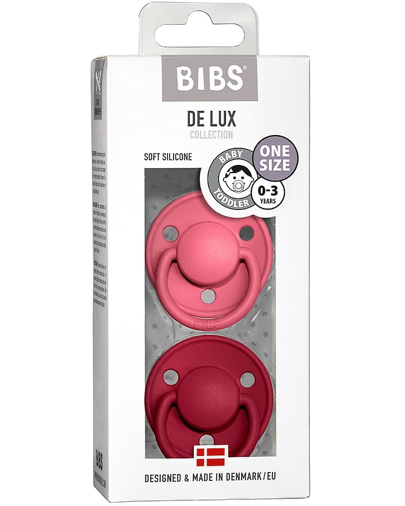 Set 2 Ciucci BIBS De Lux Tettarella Ciliegia in Silicone 0+ – Corallo & Rubino