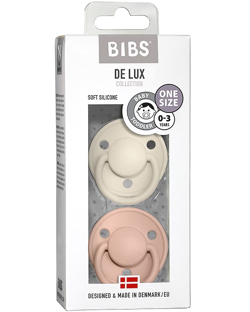 Set 2 Ciucci BIBS De Lux Tettarella Ciliegia in Silicone 0+ – Avorio e Rosa