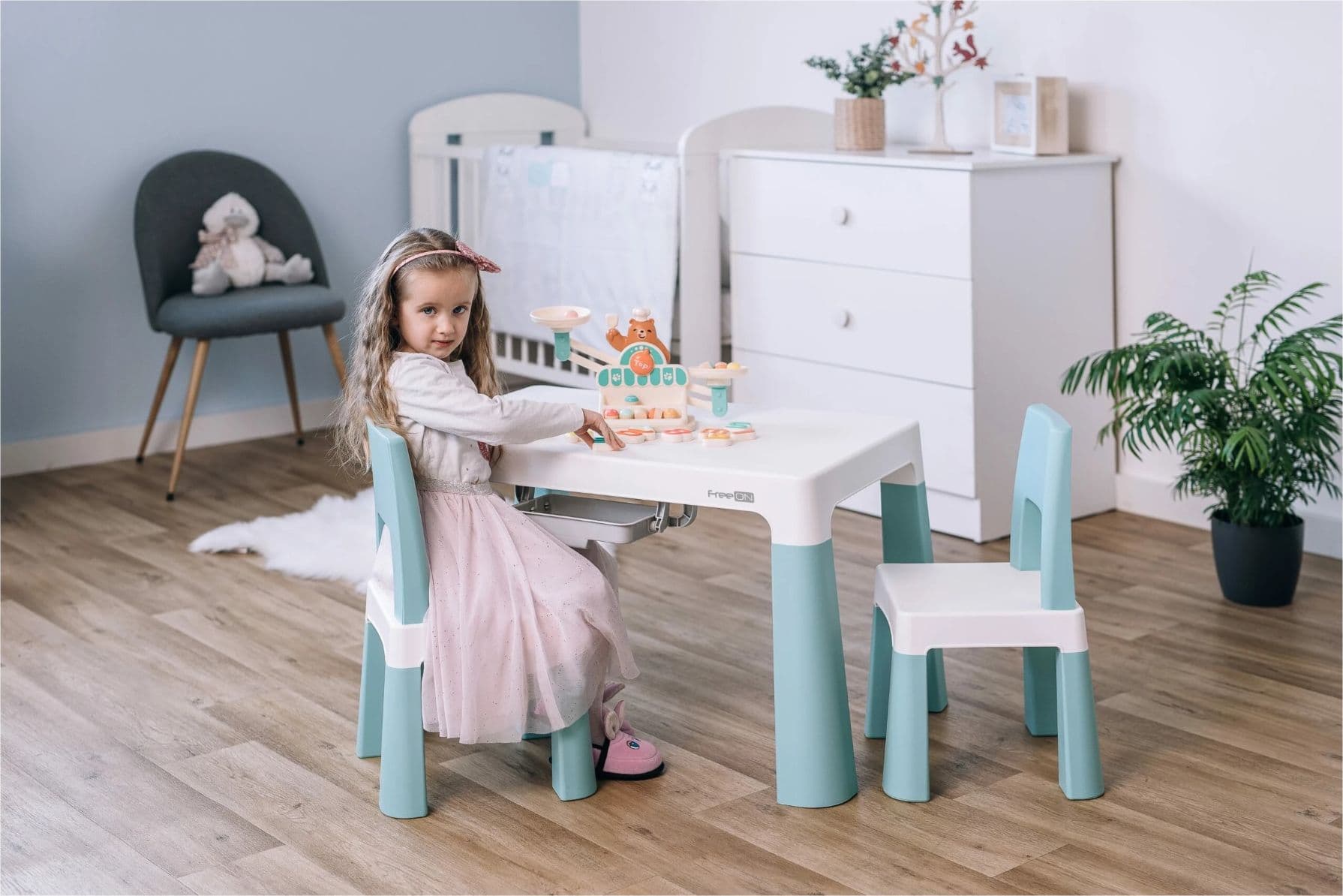 Set Tavolo e 2 Sedie per Bambini FreeOn Plastica Neo – Azzurro
