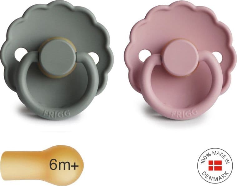 Succhietto Frigg B Latex 2 in 1 Daisy-Baby Pink e French Grey-Varie Misure – 6 -18-mesi