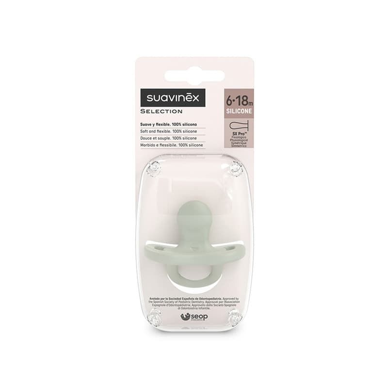 Succhietto Suavinex Colour Essence 100% Sil. Fisio SX PRO 6 18 mesi - Vari Colori – Verde