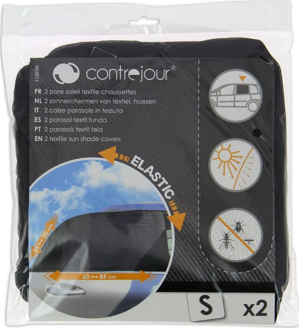 Set 2 Tendine Parasole Contrejour Elastiche Nero