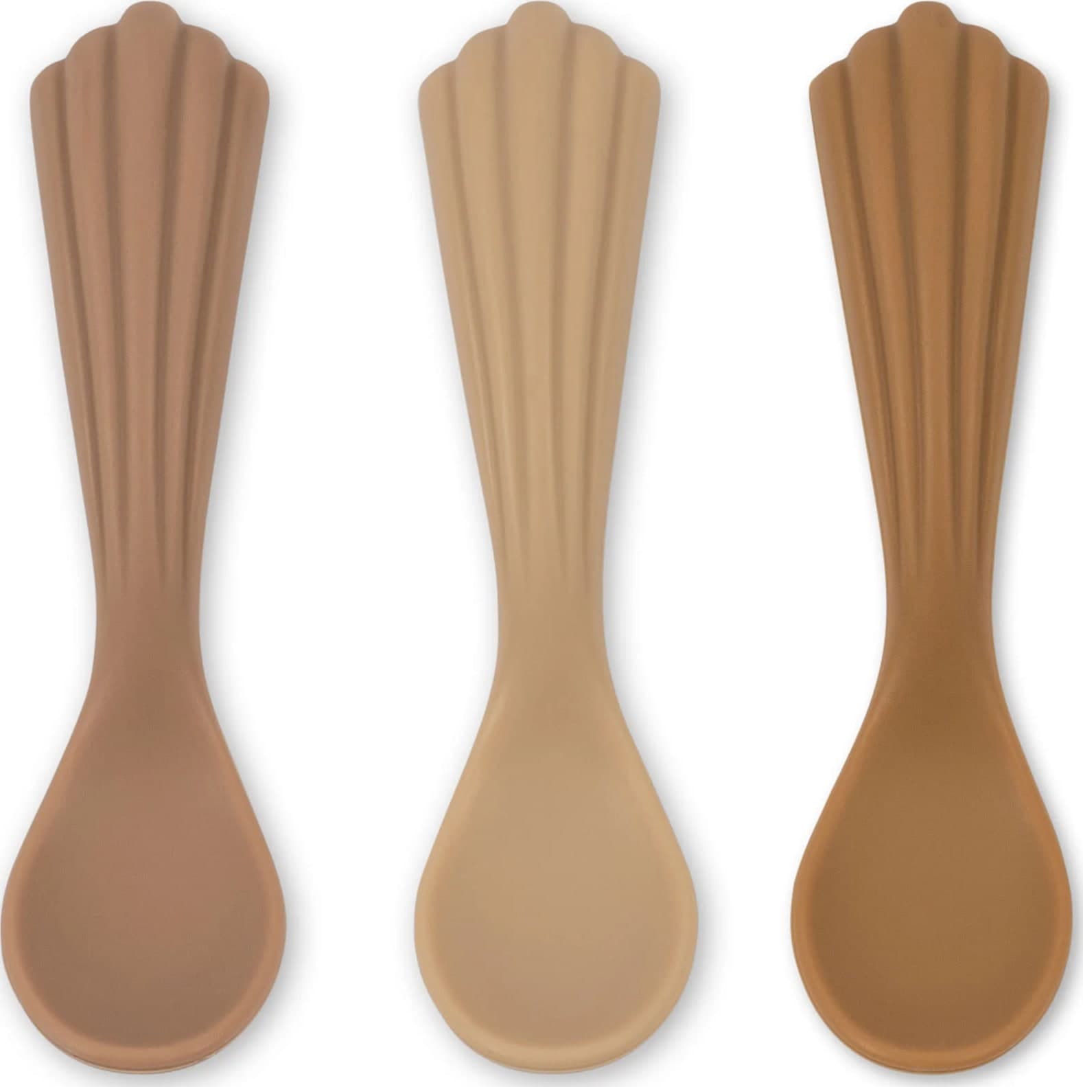 Cucchiaini Konges Slojd Shell Silicone 3 Pz – Caramello
