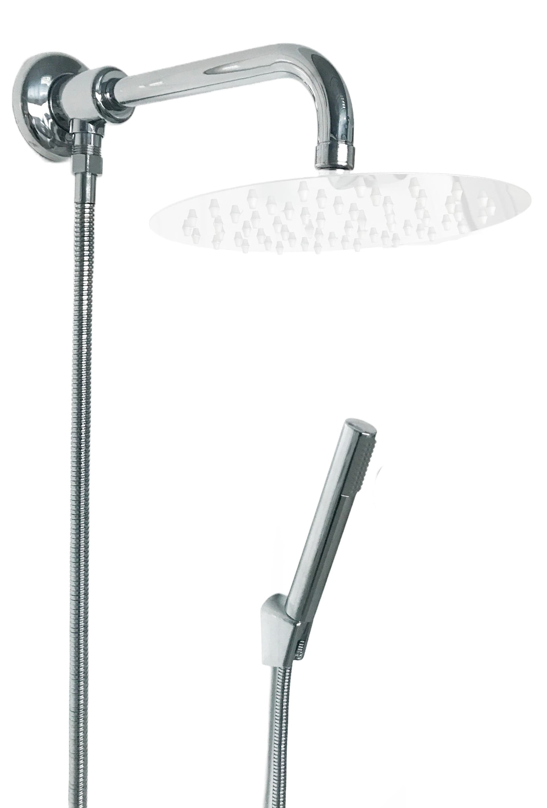 Kit doccia deviatore a pressione con doccetta minimal e braccio 30 cm - 5