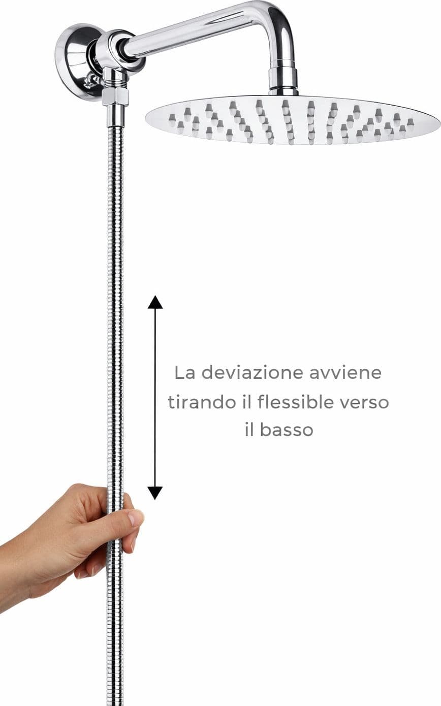 Kit doccia deviatore a pressione con doccetta minimal e braccio 30 cm - 4