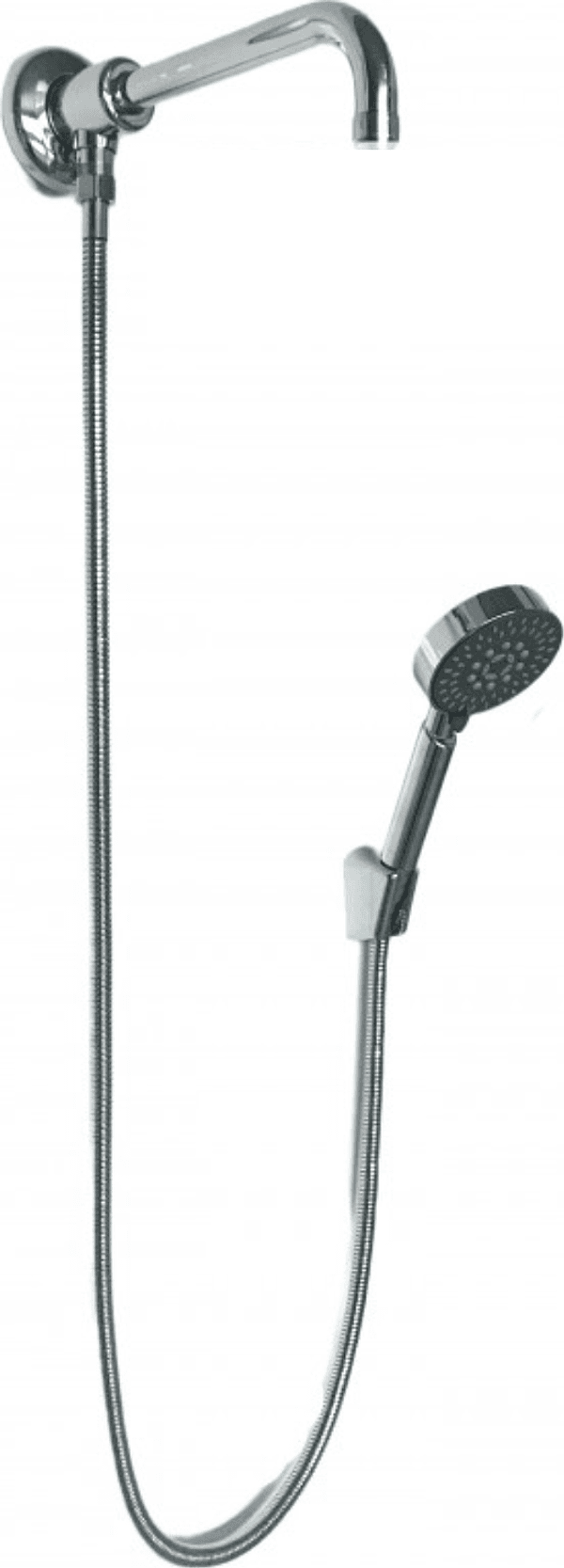 Kit set doccia con deviatore a pressione con doccetta multigetto e braccio 30 cm – Bagnoclic – grigio