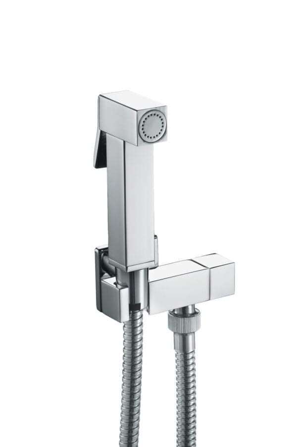 Kit igiene doccetta per bidet completo, quadrato in ottone, flessibile 120 cm - 5