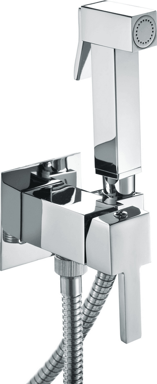 Kit per wc quadrato con miscelatore – Bagnoclic – argentato