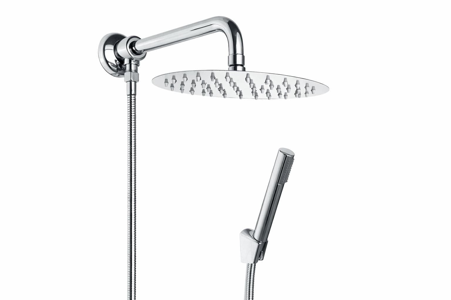 Kit set doccia deviatore a pressione con doccetta tonda, soffione 20 cm braccio 30 cm in Telefoni doccia BagnoClic.it - Pregnana Milanese, commercioVirtuoso.it