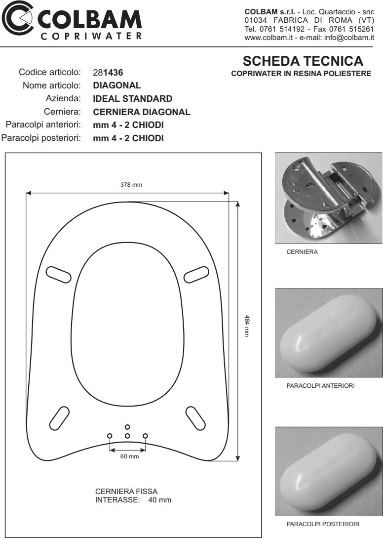 Copriwater coprivaso tavoletta sedile wc per Diagonal Ideal Standard - 2