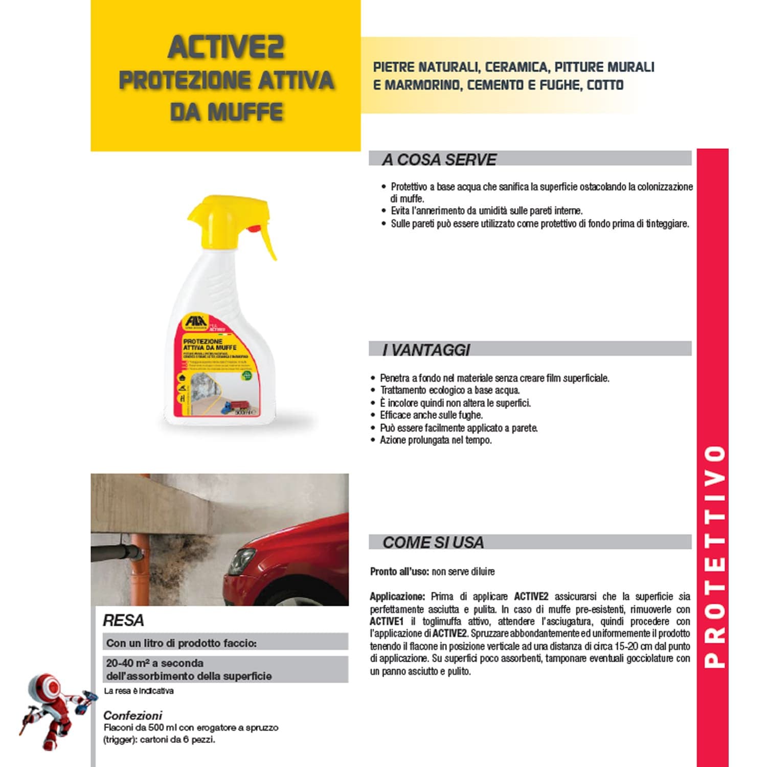 FILA ACTIVE-2 500 Ml e 5 Litri rimuovi muffa universale - 5