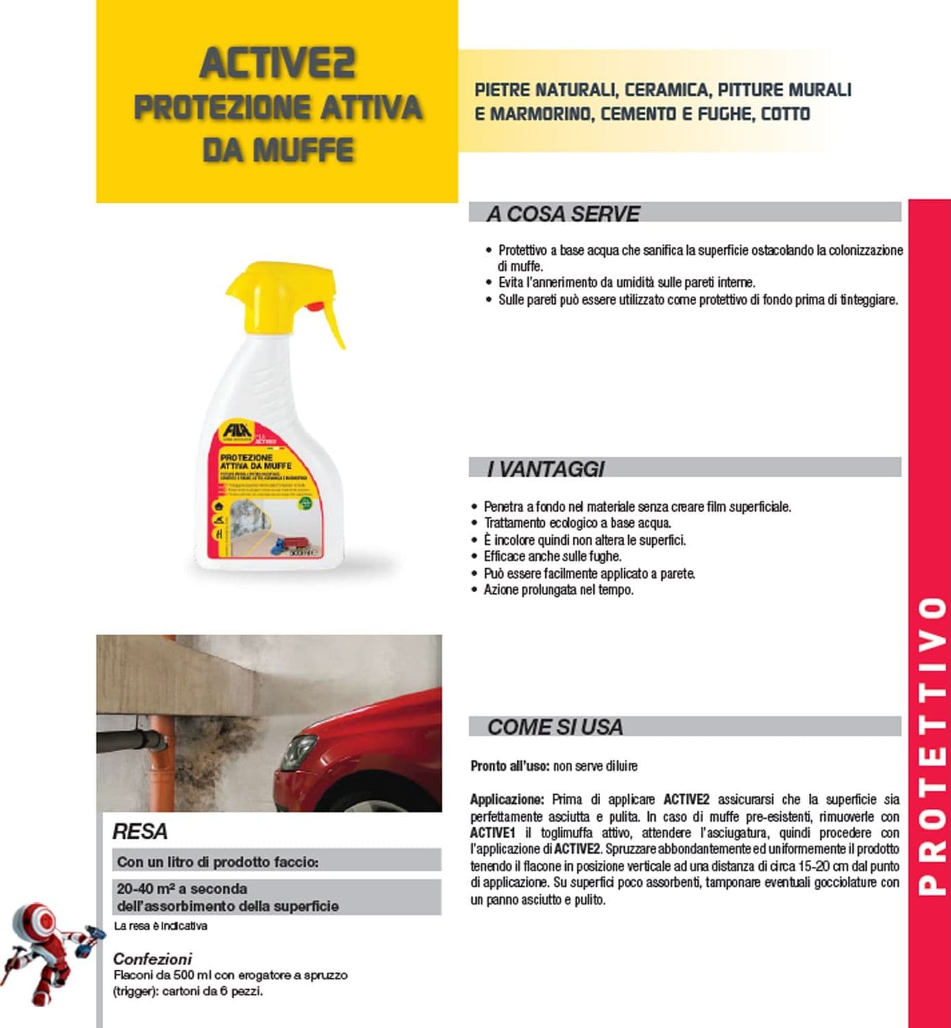 FILA ACTIVE-2 500 Ml e 5 Litri rimuovi muffa universale - 3