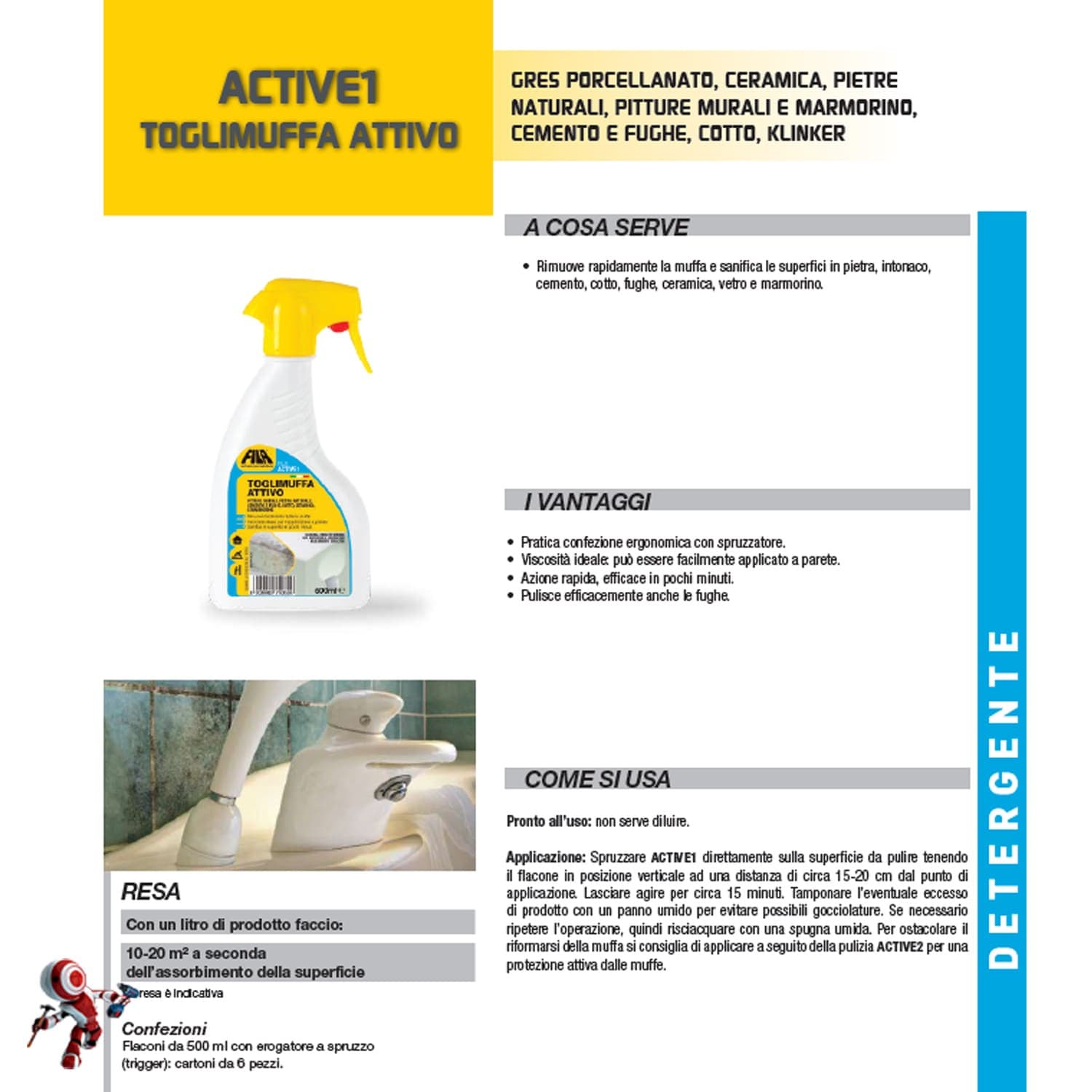FILA ACTIVE-1 500 Ml e 5 Litri rimuovi muffa universale - 5