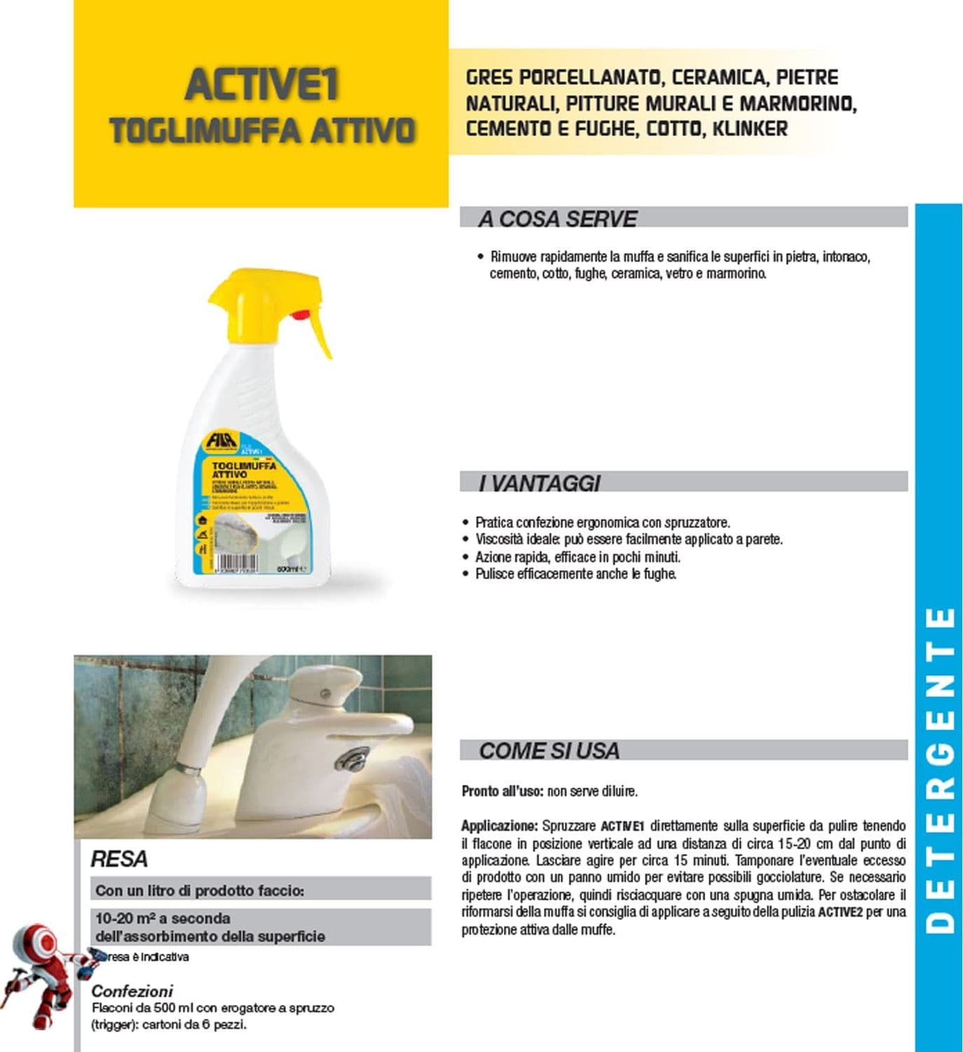 FILA ACTIVE-1 500 Ml e 5 Litri rimuovi muffa universale - 3