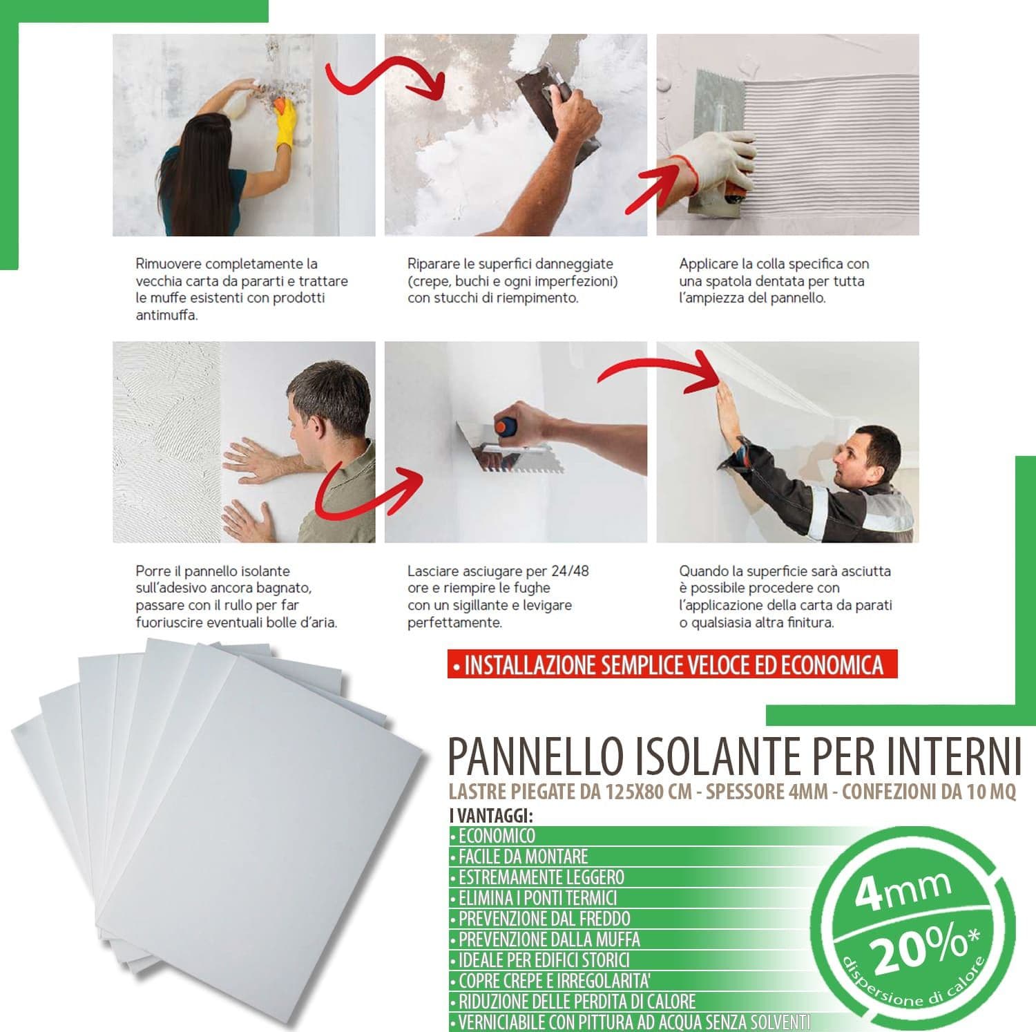 MASTER-CLIMA Pannelli isolanti in polistirolo estruso ad alta densità 125x80cm spessore 4mm 10mq a confezione - 9