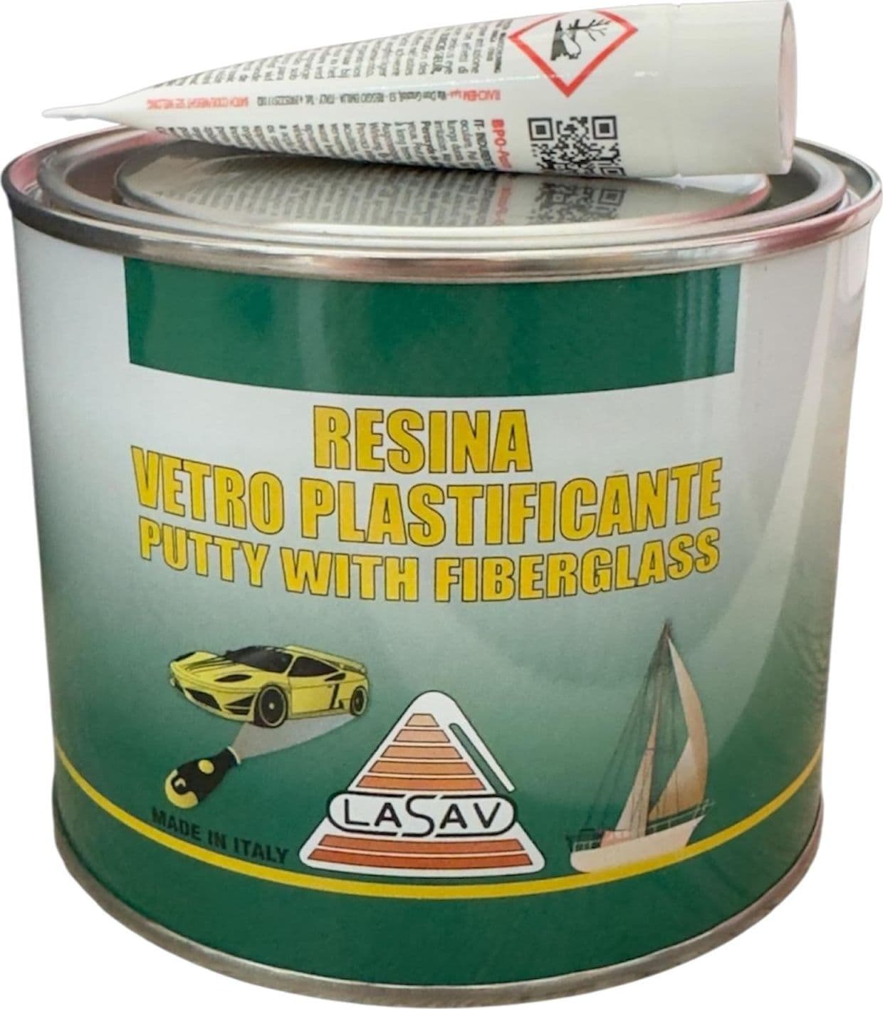 Stucco in pasta per vetroresina con catalizzatore Vetroresina in pasta ideale per carrozzeria 150 o 375 ml – Lasav – verde