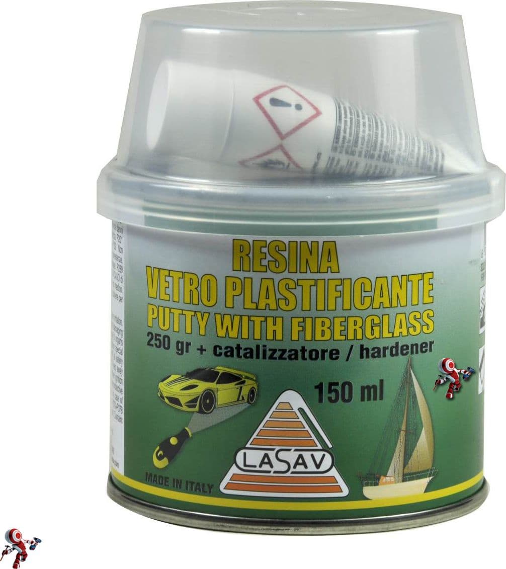 Stucco in pasta per vetroresina con catalizzatore Vetroresina in pasta ideale per carrozzeria 150 o 375 ml – 150 ml – Lasav