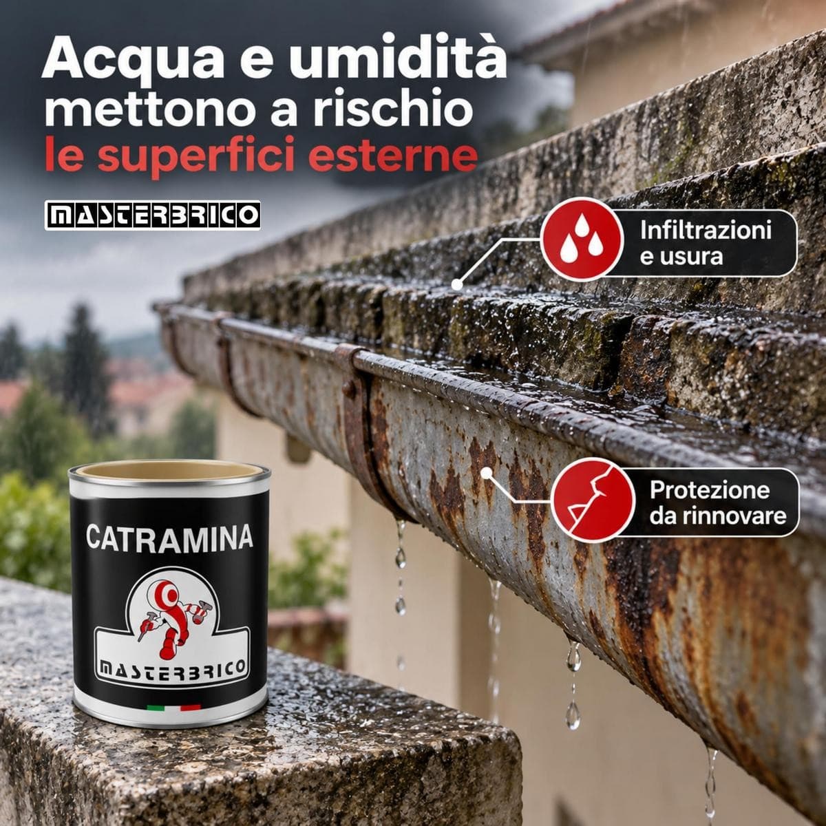 Catramina bituminosa liquida impermeabilizzante protettiva nera 750 ml - 4 L - 2