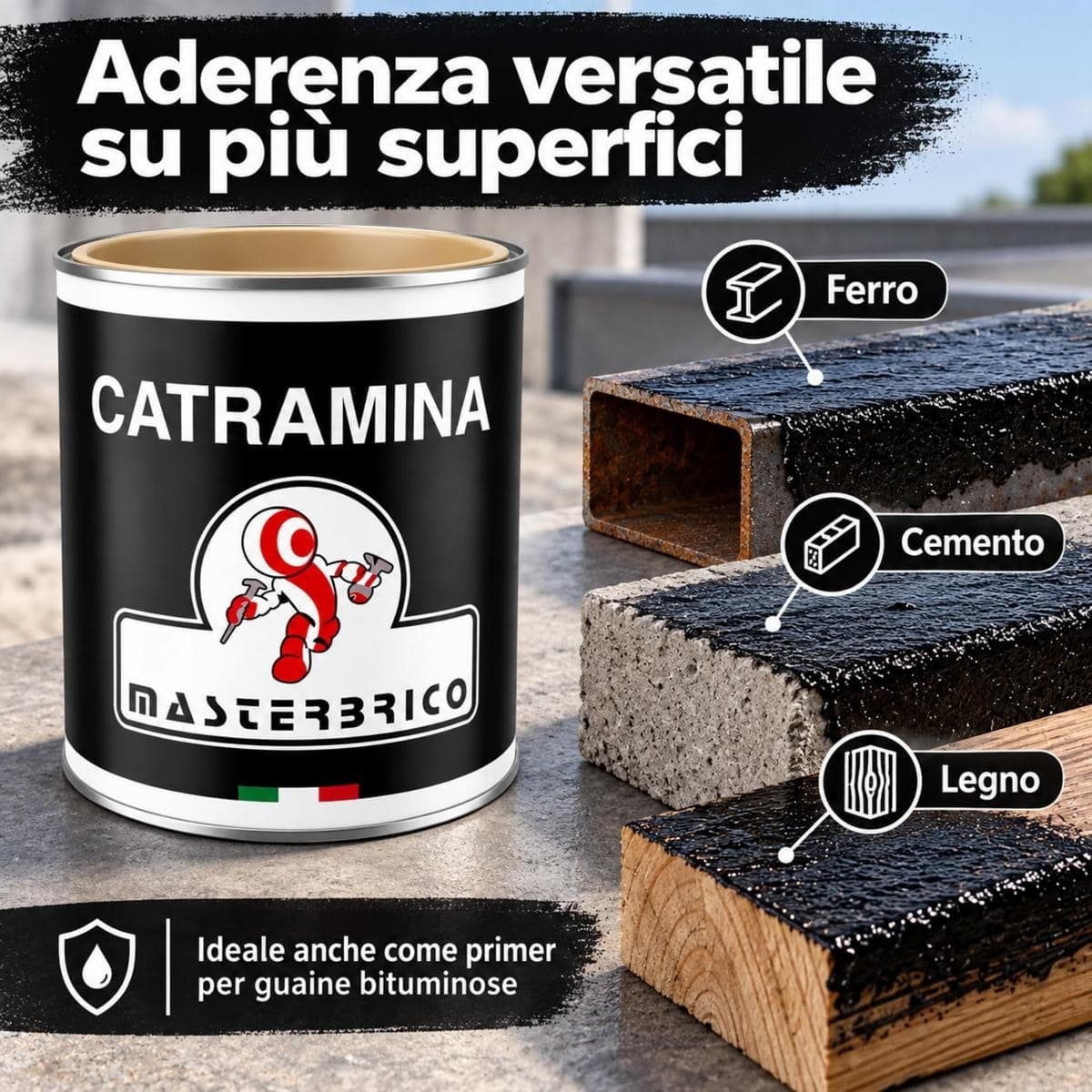 Catramina bituminosa liquida impermeabilizzante protettiva nera 750 ml - 4 L - 5
