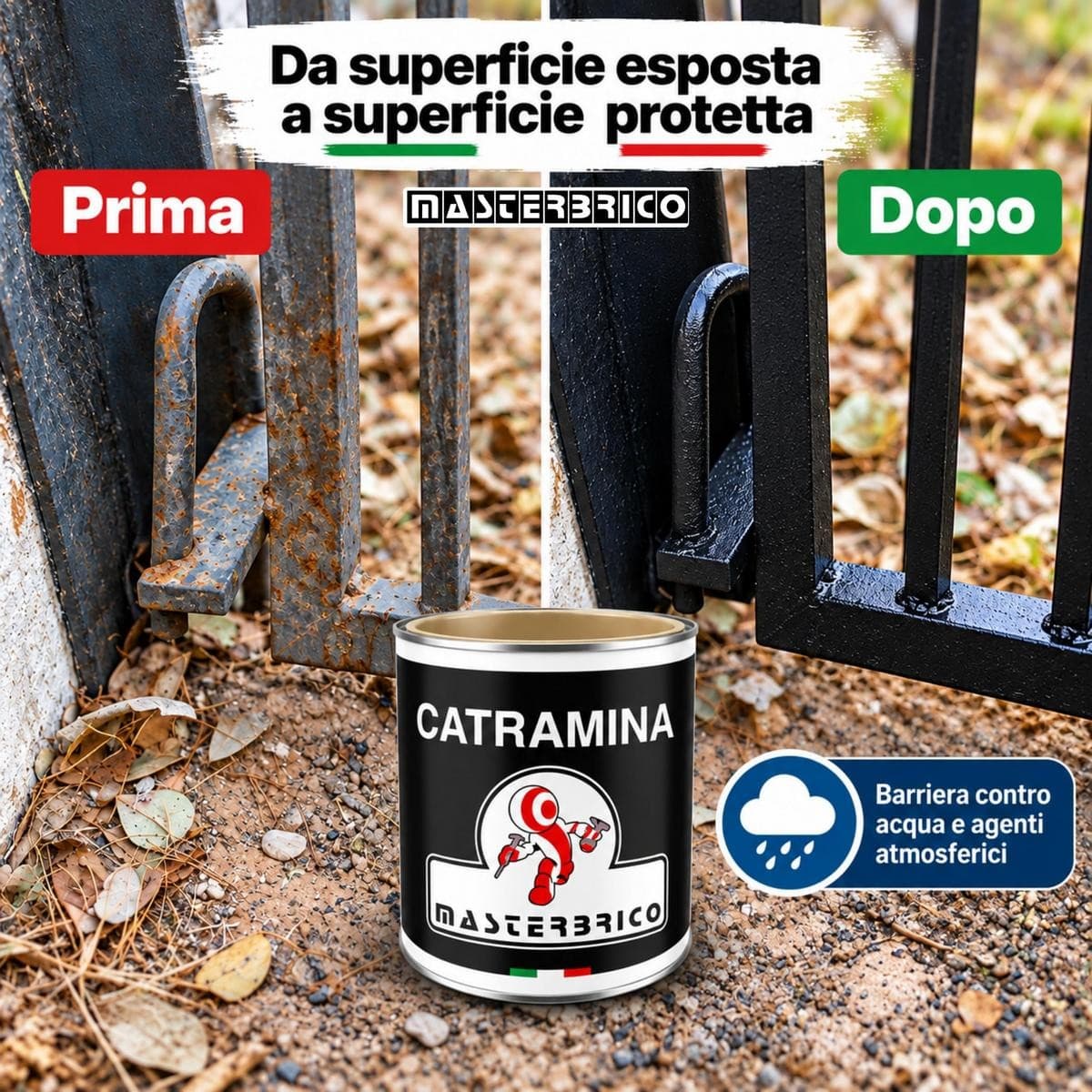 Catramina bituminosa liquida impermeabilizzante protettiva nera 750 ml - 4 L - 7