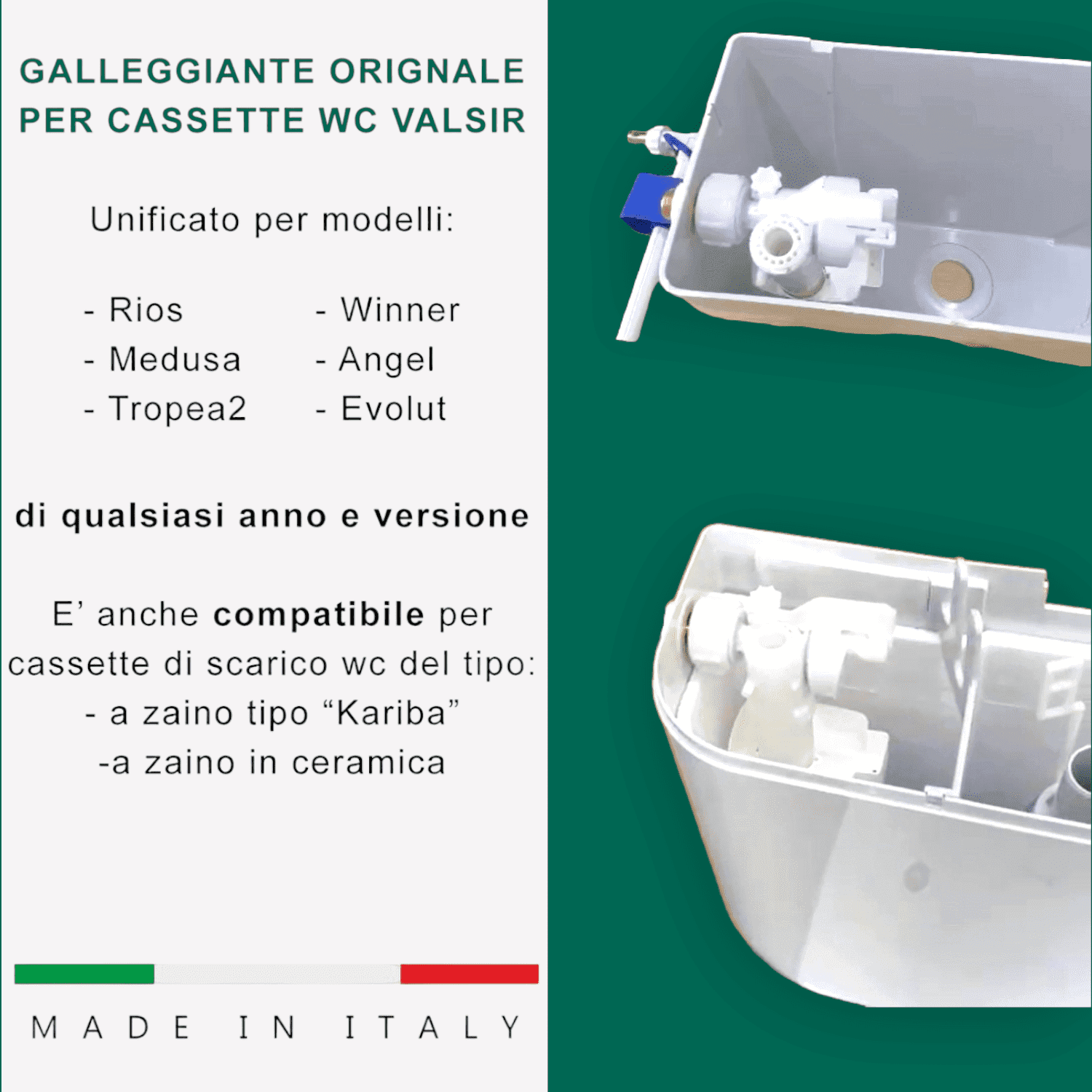 Galleggiante Cassetta Wc Valsir Originale, per modelli Rios Medusa Tropea2 Winner di qualsiasi anno - 7