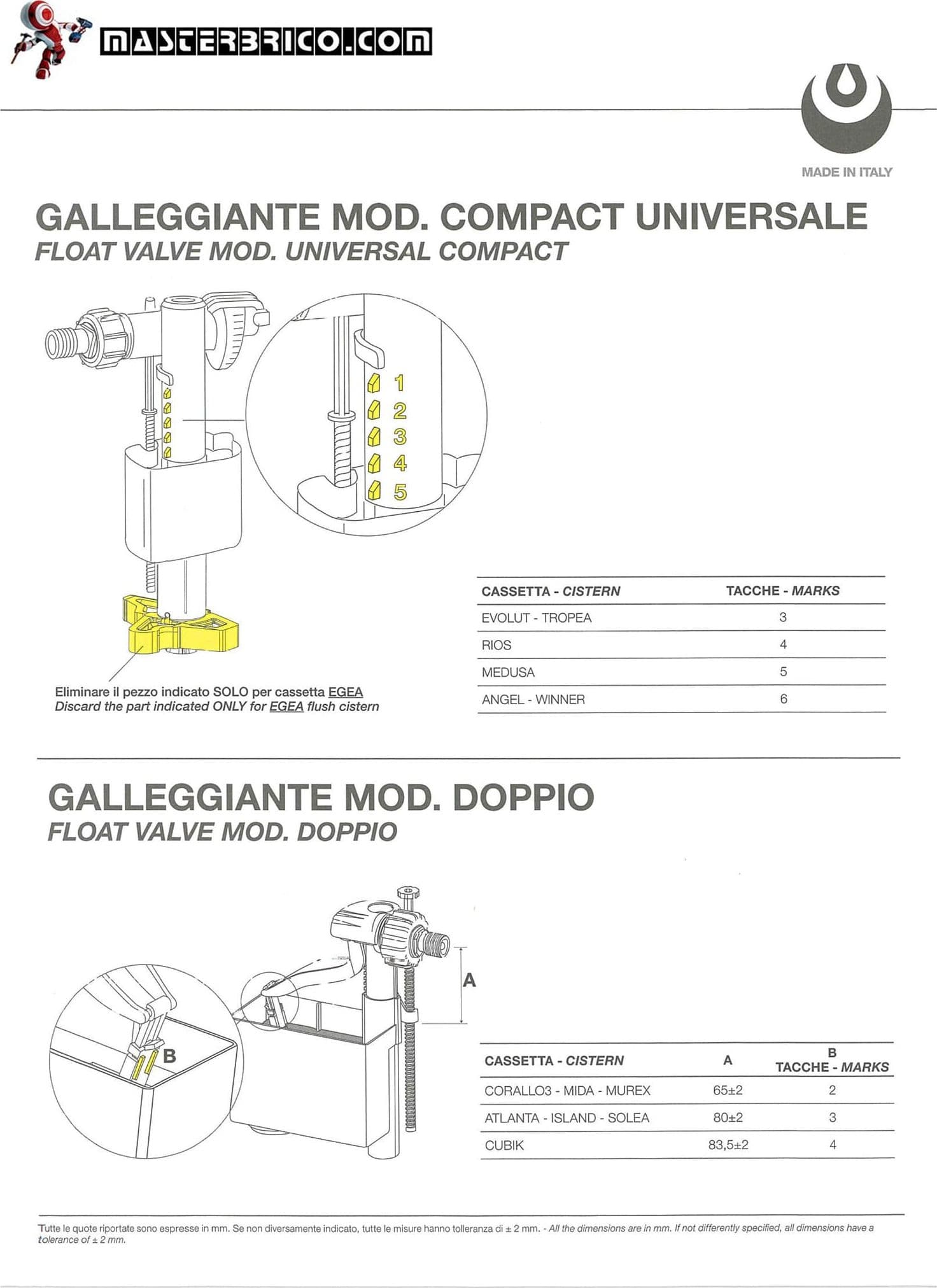Galleggiante Cassetta Wc Valsir Originale, per modelli Rios Medusa Tropea2 Winner di qualsiasi anno - 8