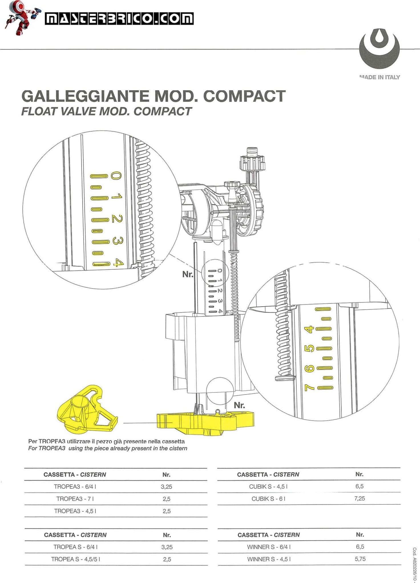 Galleggiante Cassetta Wc Valsir Originale, per modelli Rios Medusa Tropea2 Winner di qualsiasi anno - 9