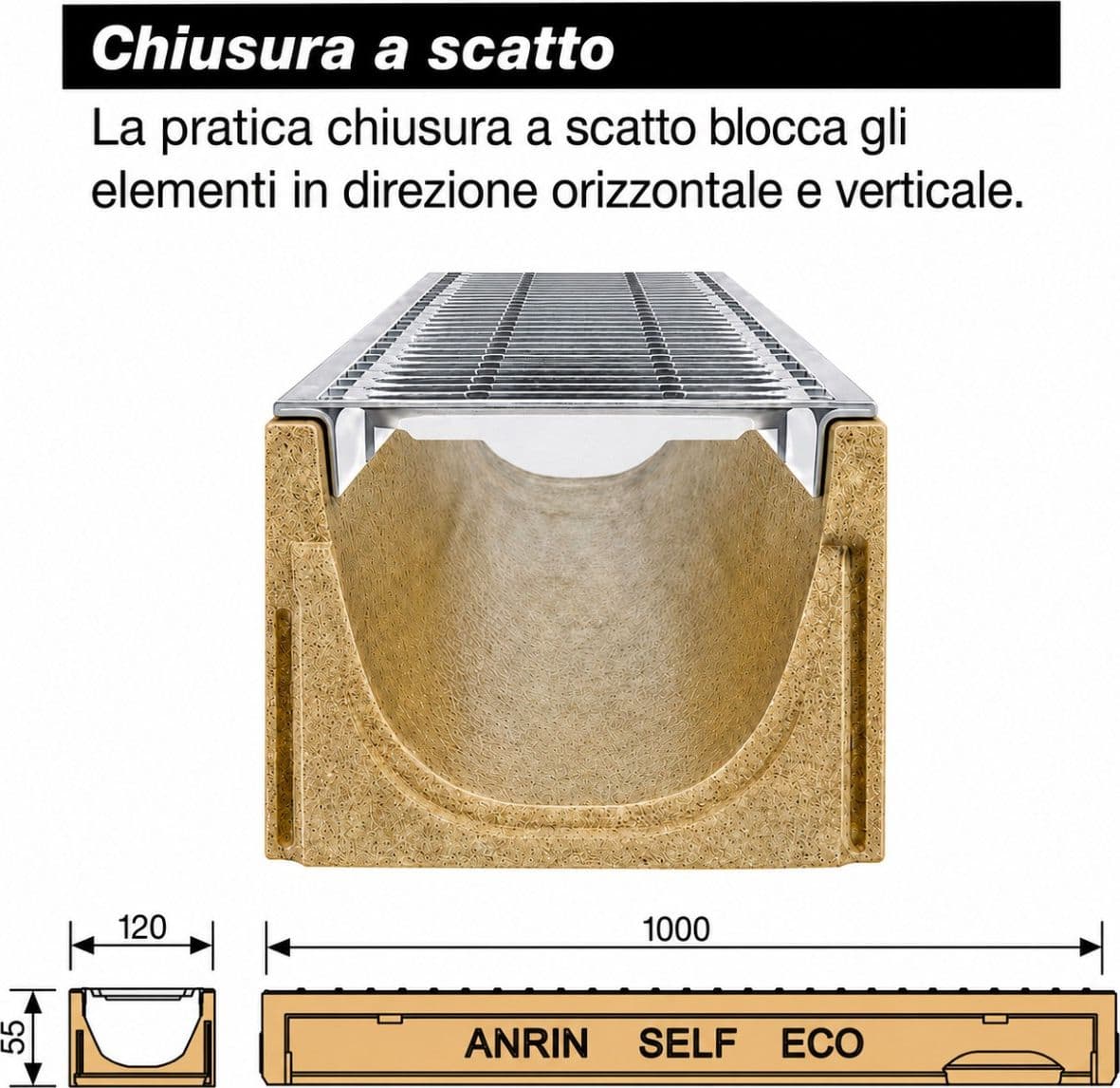 Canaletta di scolo in calcestruzzo polimerico con griglia zincata - 4