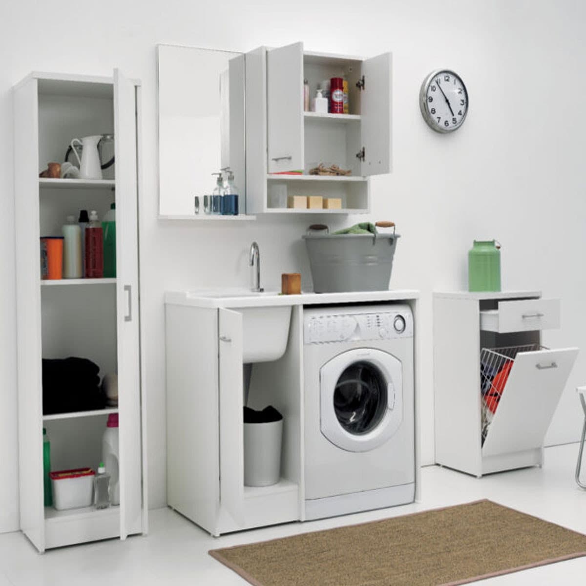 Lavatoio Colavene Domestica Vasca a Destra 106x60 Bianco Per Inserimento Lavatrice - 3
