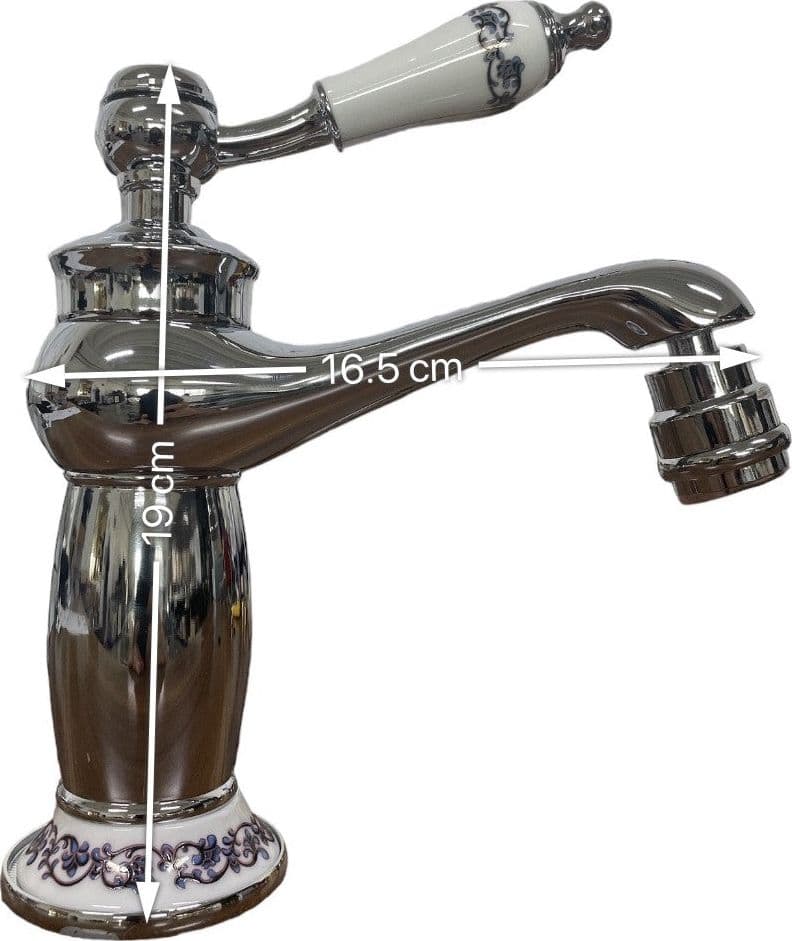 Rubinetto miscelatore per BIDET bagno vintage con dettagli in ceramica cromato - 2