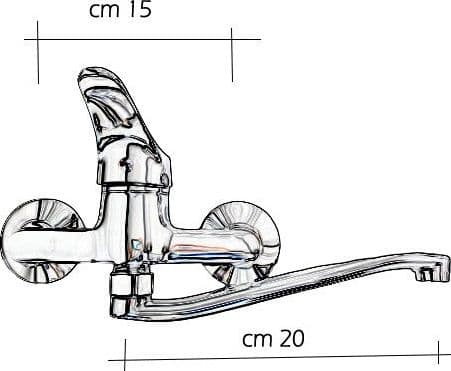 Rubinetto miscelatore per bagno o cucina con attacco a parete - 4