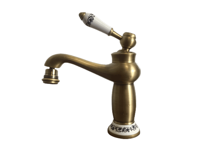Rubinetto miscelatore per bidet bagno vintage bronzato con dettagli in ceramica - 3