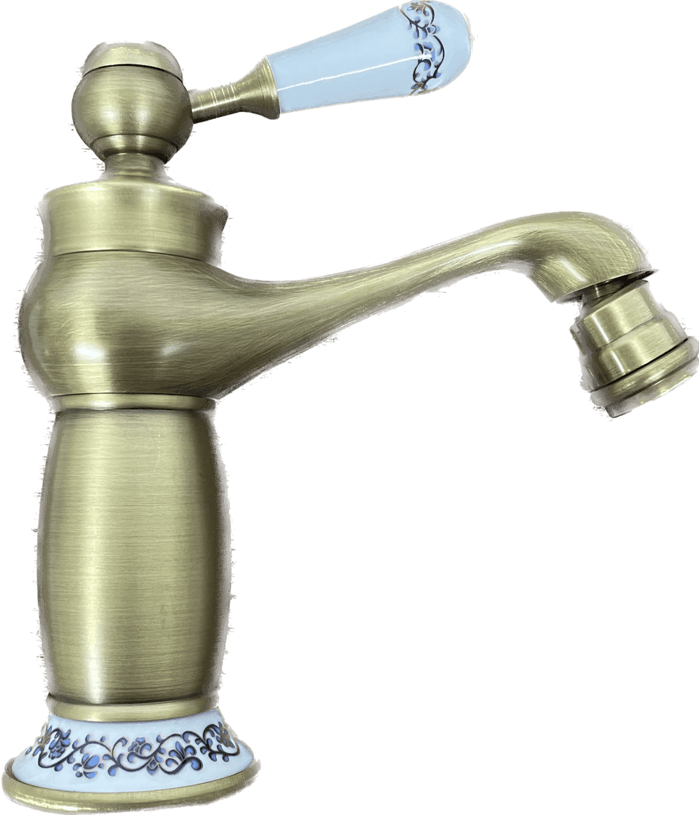 Rubinetto miscelatore per bidet bagno vintage bronzato con dettagli in ceramica - 2