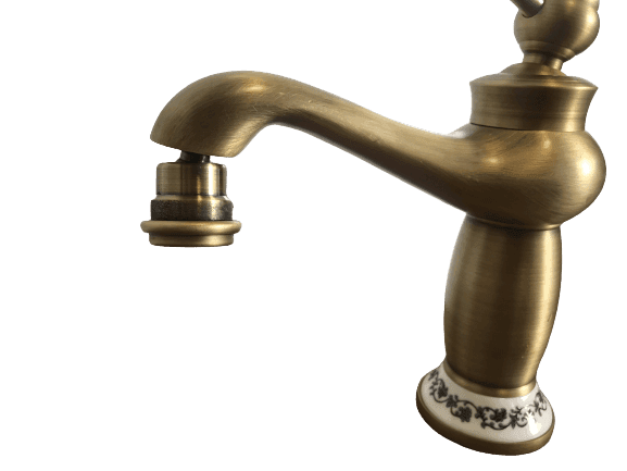 Rubinetto miscelatore per bidet bagno vintage bronzato con dettagli in ceramica - 4