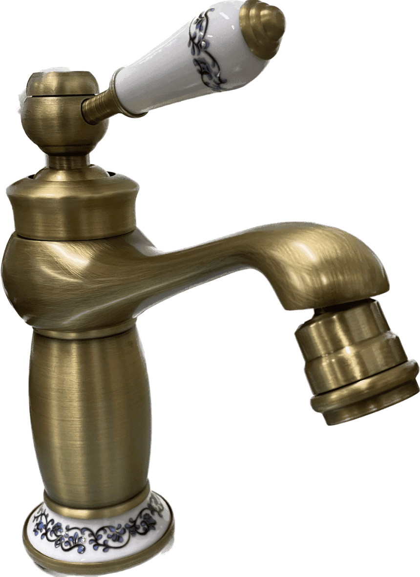 Rubinetto miscelatore per bidet bagno vintage bronzato con dettagli in ceramica - 5
