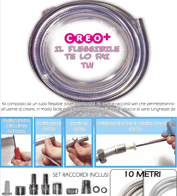 Rotolo flessibile di 10 metri, completo di set raccordi multimisura – Bagnoclic – rosa