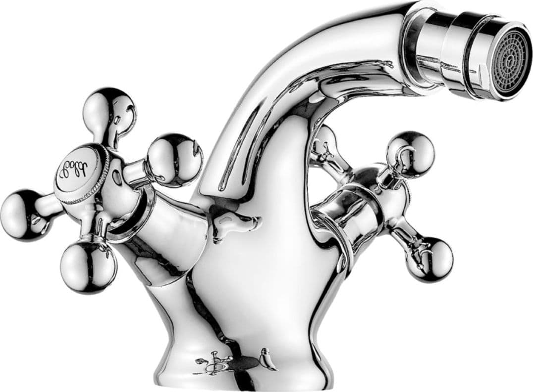 Rubinetto bagno bidet con snodo orientabile stile vintage, in ottone pesante piletta inclusa CROMATO – Bagnoclic – argentato