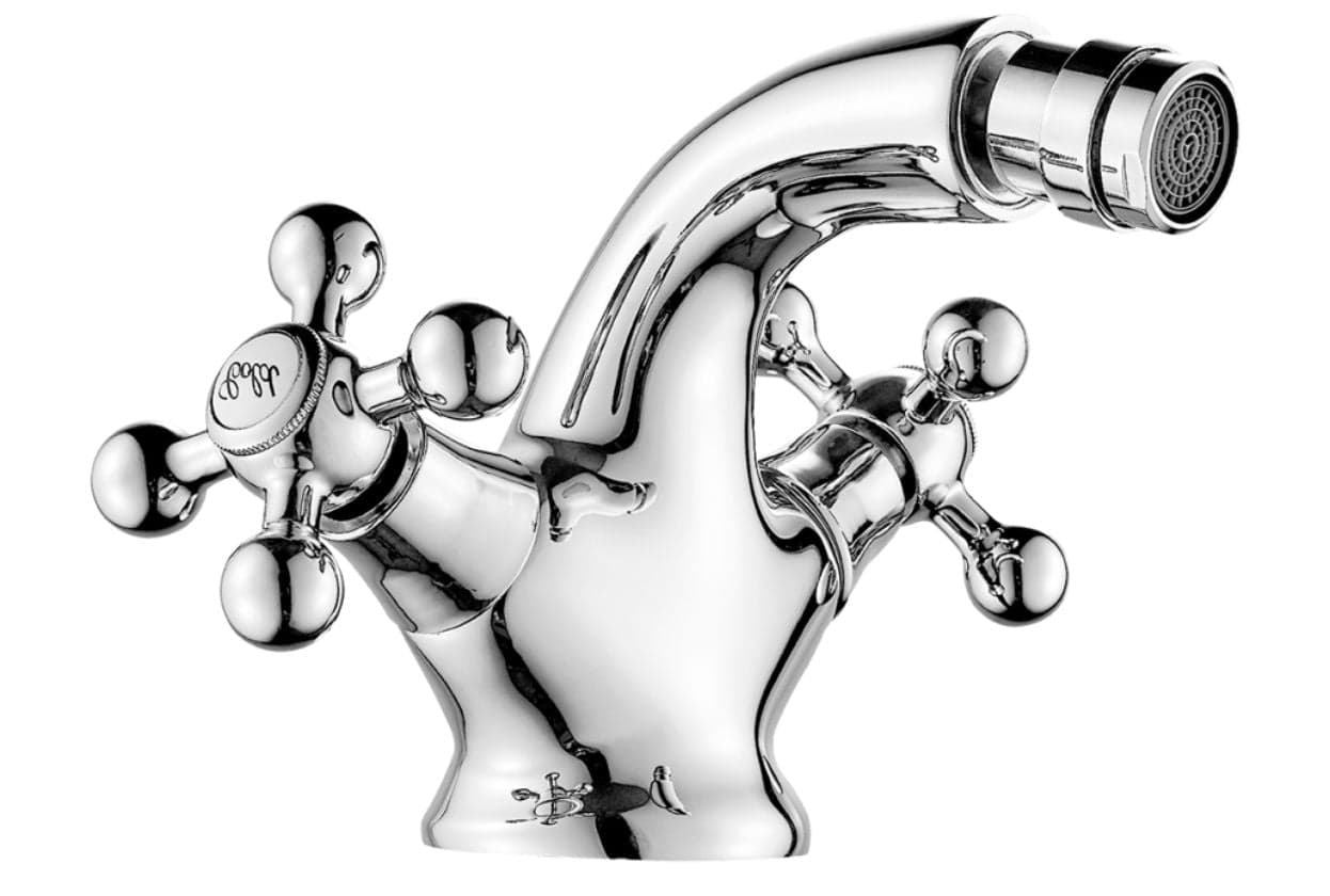 Rubinetto bagno bidet con snodo orientabile stile vintage, in ottone pesante piletta inclusa CROMATO - 3