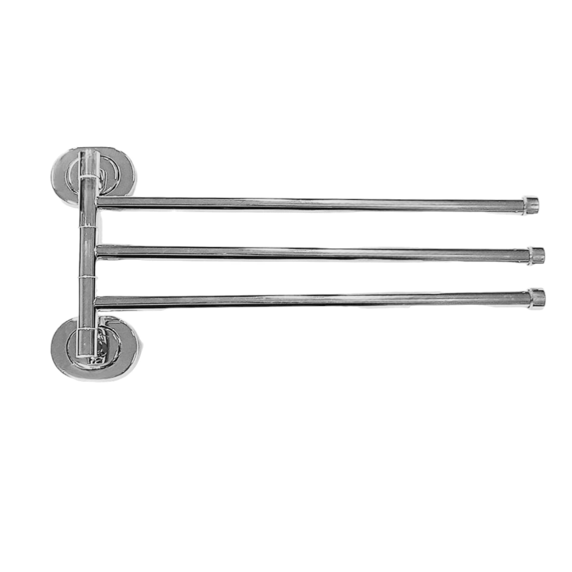 Porta asciugamani a muro tre bracci in acciaio inox cromato - 5