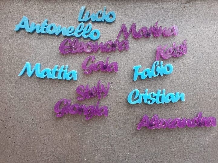 NOMI SEGNAPOSTO COMUNIONE BATTESIMO MATRIMONIO CALAMITA PLEXIGLA REGALO BOMBONIERE - 6