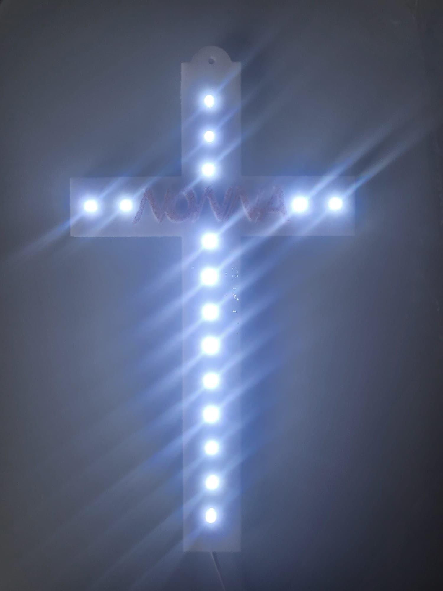 CROCE PLEXIGLASS PERSONALIZZATA 16 LED LUCE BIANCA CON BATTERIE - 3
