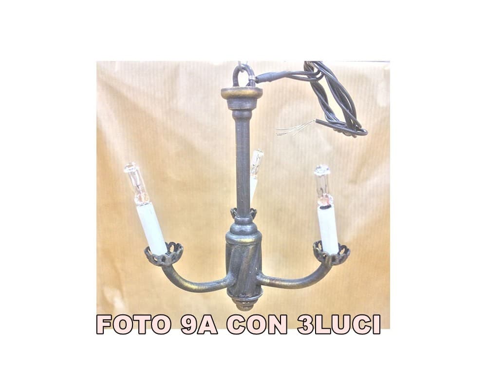 LAMPADARIO LAMPADARI IN OTTONE LUCE 12V.  PER PRESEPI - 5