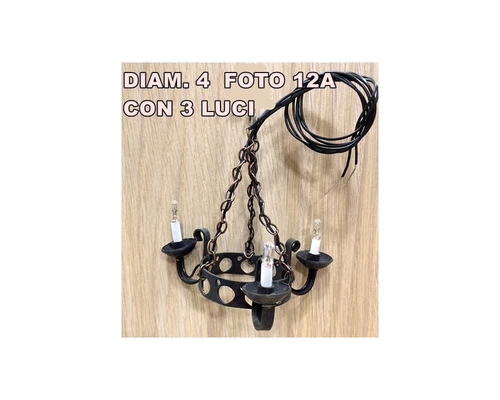 LAMPADARIO LAMPADARI IN OTTONE LUCE 12V.  PER PRESEPI - 8