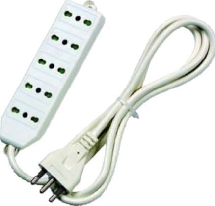 Multipresa bipasso con cavo e spina 10/16 A 6 uscite bivalenti in linea