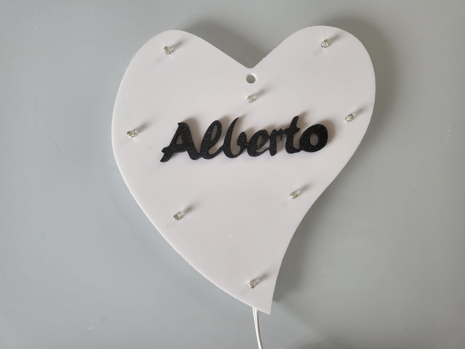 CUORE IN PLEXIGLASS 8 LED PERSONALIZZATO CON NOME LUCE BIANCA CON BATTERIE - 2