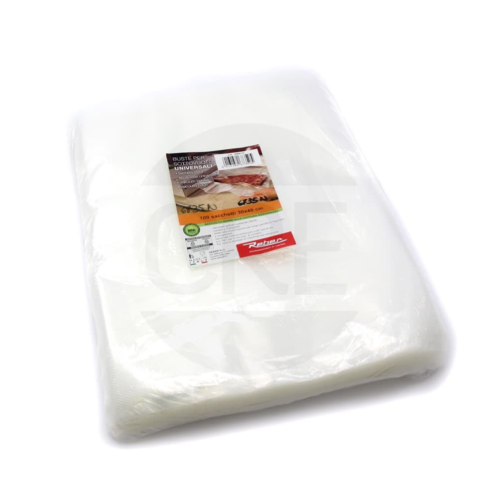 Sacchetti 30x40 cm, 100 pezzi, Sottovuoto, Universali, Goffrati Multistrato – Reber – letto