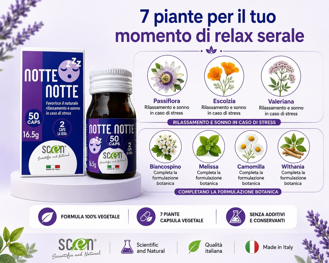 Notte Notte - Scen - Integratore 100% Naturale per favorire il riposo notturno ed il rilassamento - 4