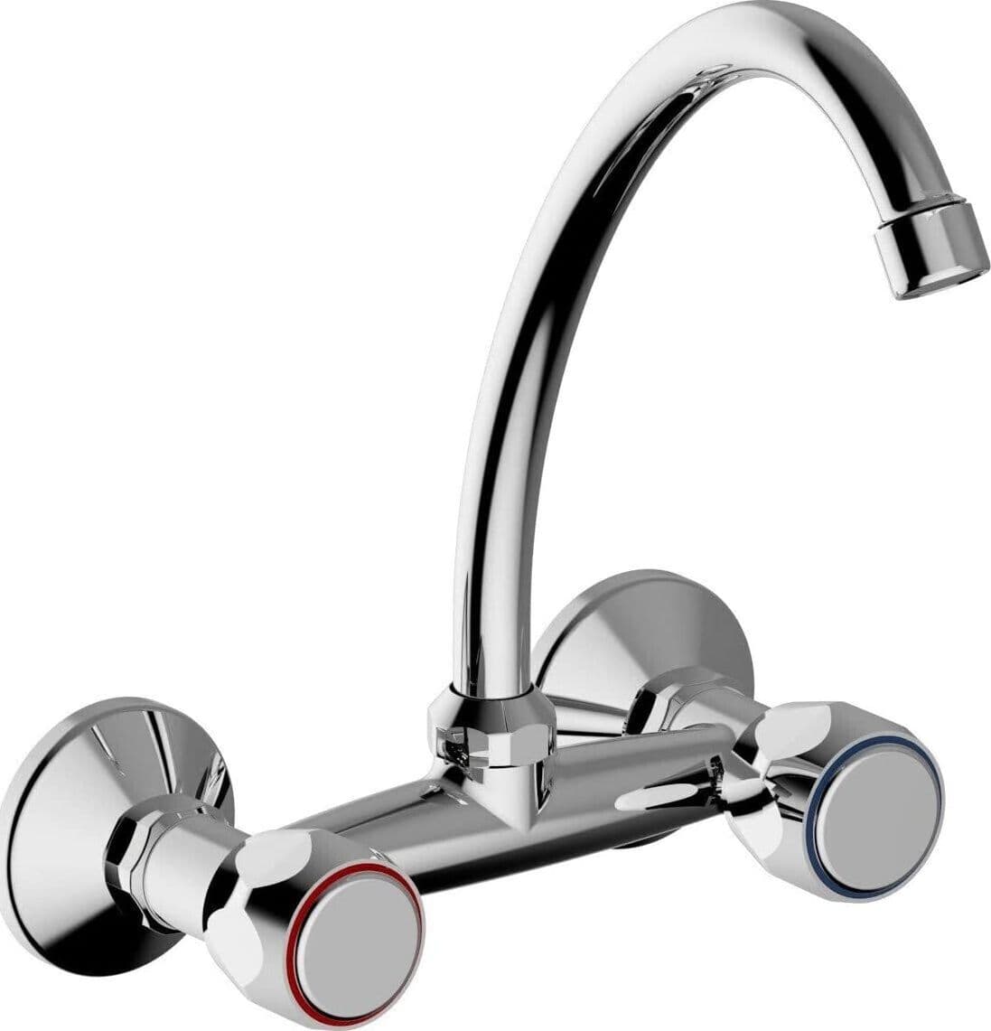 Rubinetto cucina lavanderia a muro con canna girevole, in ottone canna alta – Bagnoclic – moderno