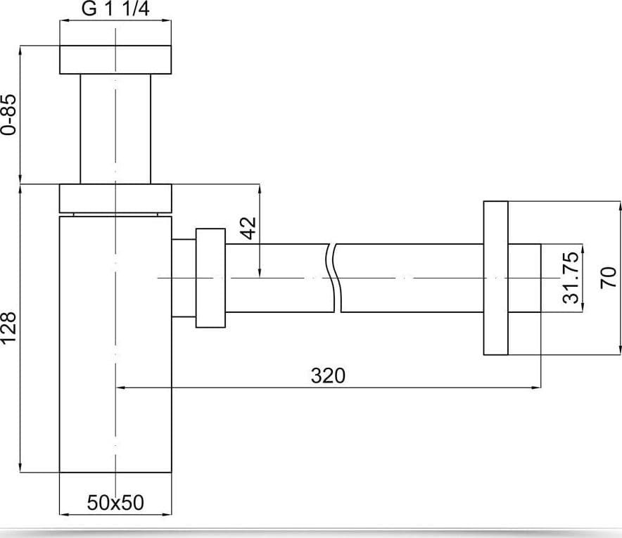 Sifone minimalista da 1' 1/4 per lavabo, moderno e quadrato - 2