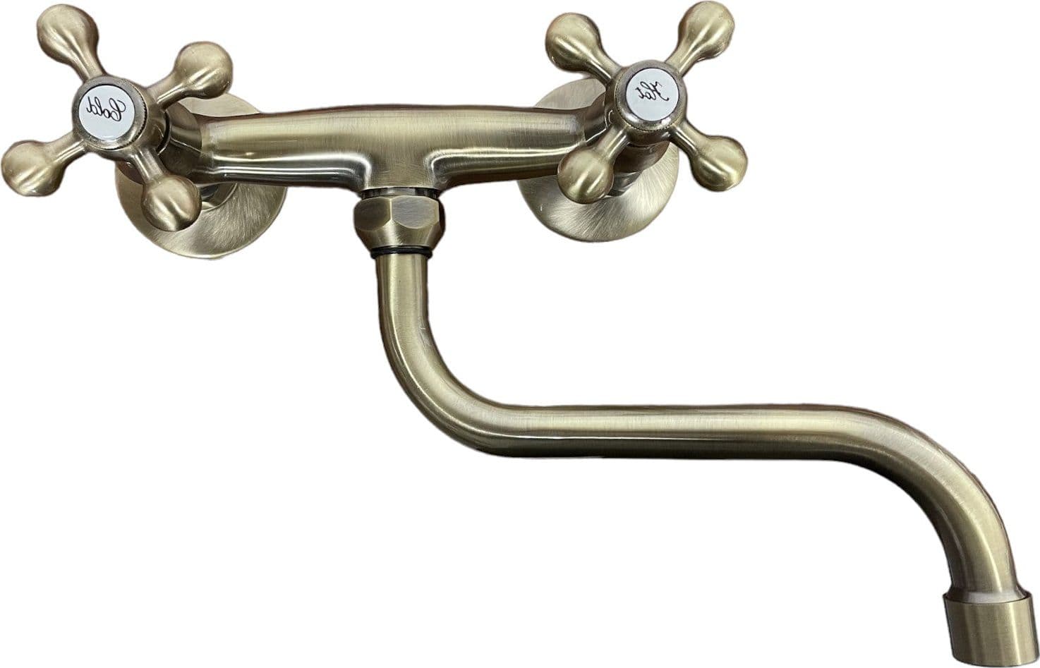Rubinetto gruppo lavello a parete bronzato, vecchio ottone maniglie a stella – Bagnoclic – metallo